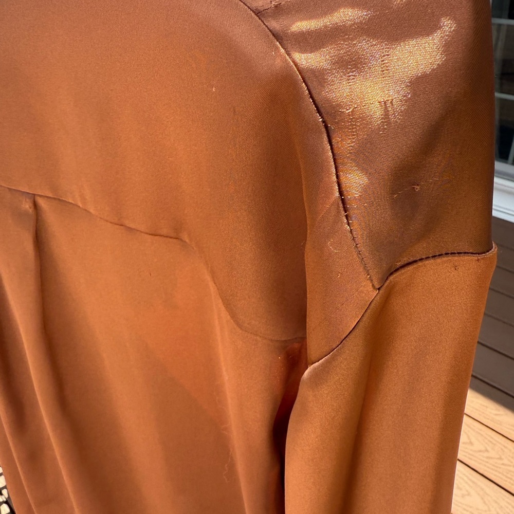 Alice + Olivia Finley Utility Oversized Copper Satin Blouse NWT - Picture 4 of 15